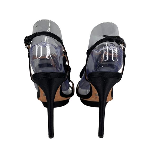 Badgley Mischka Black Satin Stilettos 5 1/2” Heel 9M - Picture 12 of 16